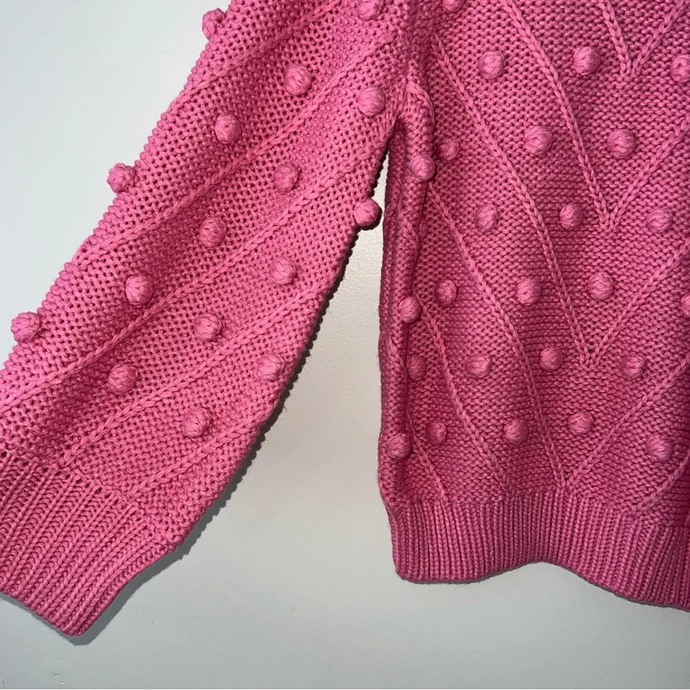 NEW Hyacinth House TUCKERNUCK Punchy Pink Pom Pom Lainey Sweater Women's Medium - Picture 2 of 10